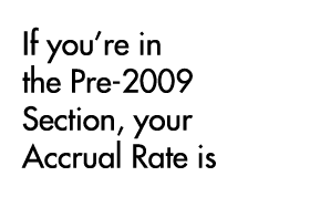 If you’re in the Pre 2009 Section, your Accrual Rate is