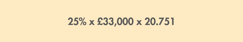 25% x £33,000 x 20.751