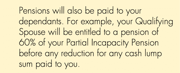 Pensions will also be paid to your dependants. For example, your Qualifying Spouse will be entitled to a pension of 6...