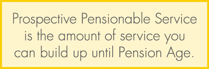 Prospective Pensionable Service is the amount of service you can build up until Pension Age.
